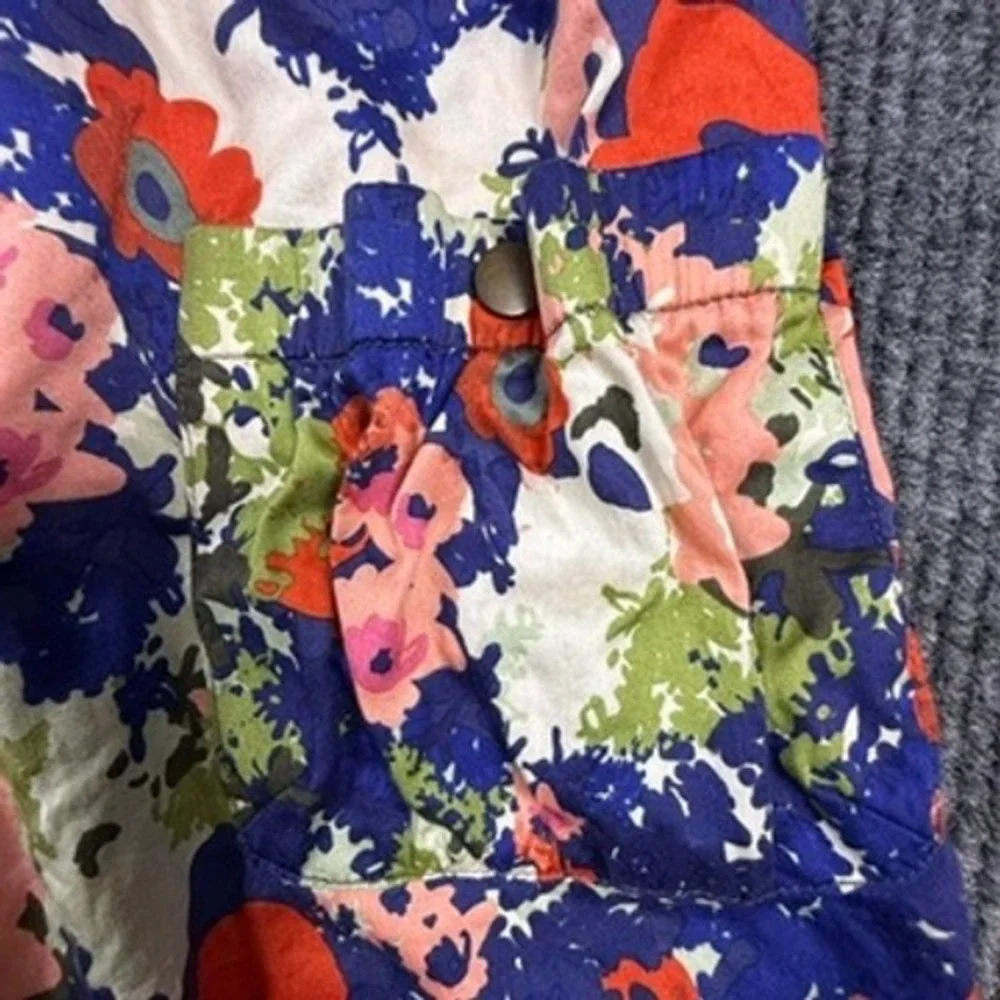 Parameter Floral Mini Skirt Womens 12 Blue Orange Pink Cotton Flare